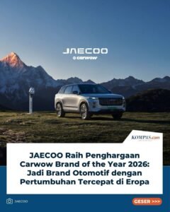 JAECOO lagi naik daun! Brand ini baru aja dinobatkan sebagai Carwow Brand of the Year 2026, bukti kalau desainnya yang standout, fitur yang lengkap, dan harga yang kompetitif berhasil menangin hati customer. Bukan cuma keren di atas kertas, tapi juga relevan sama kebutuhan pengguna masa kini. Hype JAECOO makin kerasa lewat JAECOO 7 SHS yang terus jadi perbincangan: sempat jadi plug-in hybrid terlaris, masuk daftar mobil terlaris secara keseluruhan, sampai jadi mobil merek Tiongkok paling laku di UK. Baru setahun hadir, tapi sudah tembus 21.000 unit. Rahasianya? Teknologi SHS yang bikin mobil ini lebih efisien, lebih bertenaga, dan punya jarak tempuh yang bikin orang makin yakin buat pindah ke hybrid. #Sponsored #JAECOO #Carwow2026